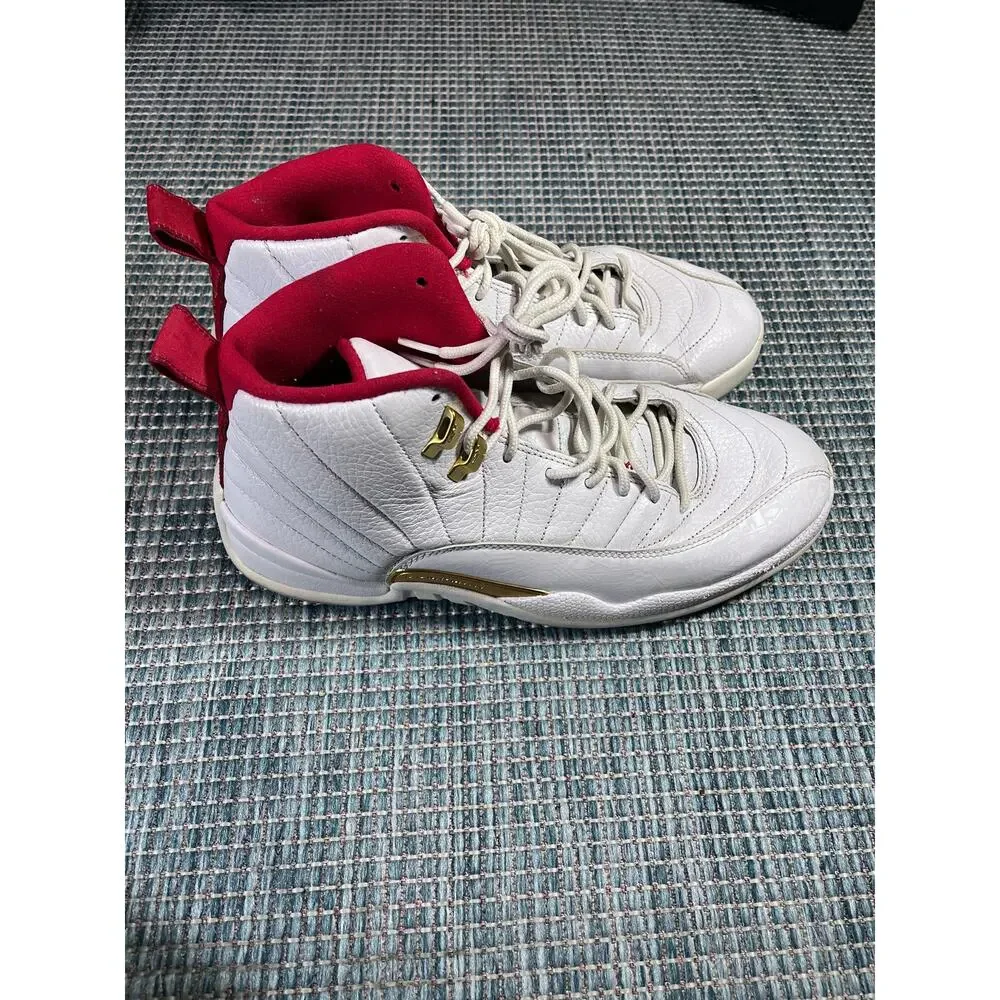 Nike Air Jordan 12 Retro Fiba 2019 Size 10 130690-107 White/Red/Gold Athletic